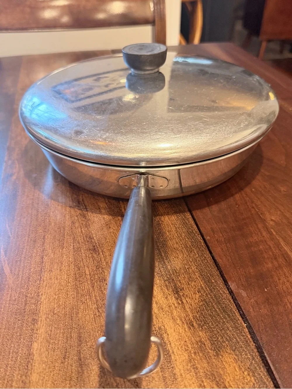 Vintage Revere Ware 10 Inch Skillet with Lid, Copper Bottom Frying Pan